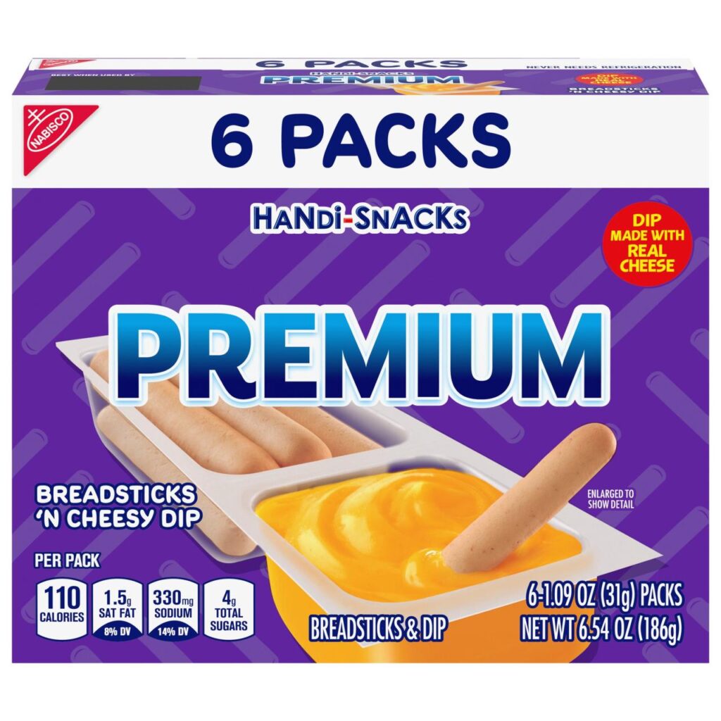 Handi-Snacks Premium Breadsticks 'N Cheesy Dip Snack Packs, 6 Snack ...