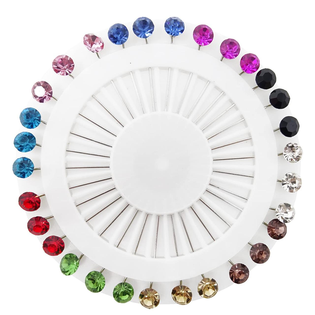Honbay 30PCS Hijab Pins with Safety Caps Colorful Crystal Rhinestone ...