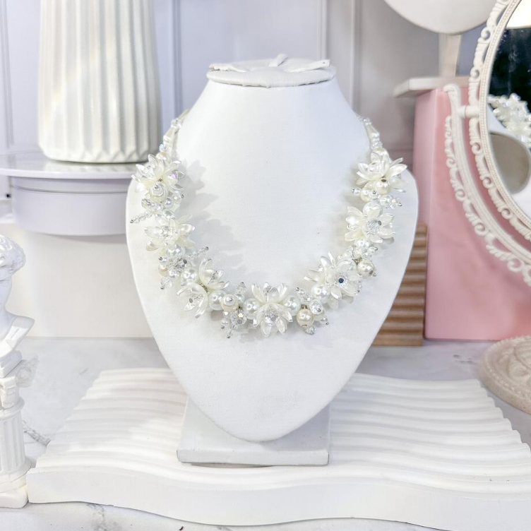 Jual KALUNG FASHION WANITA CRYSTAL KOREA BUNGA MUTIARA PREMIUM KALUNG ...