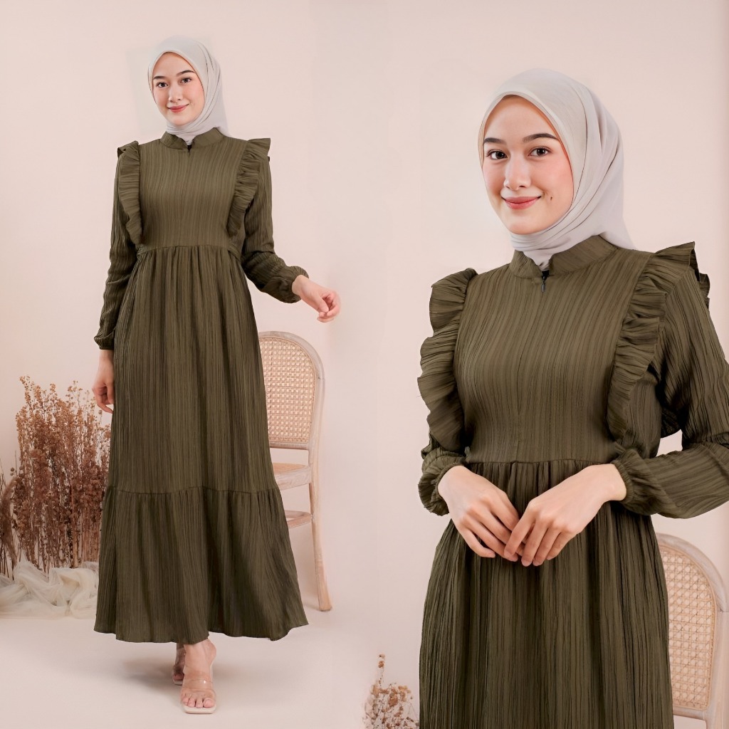 Jual Letisa Dress Wanita Dewasa Kekinian Gamis Polos Fashion Muslim ...
