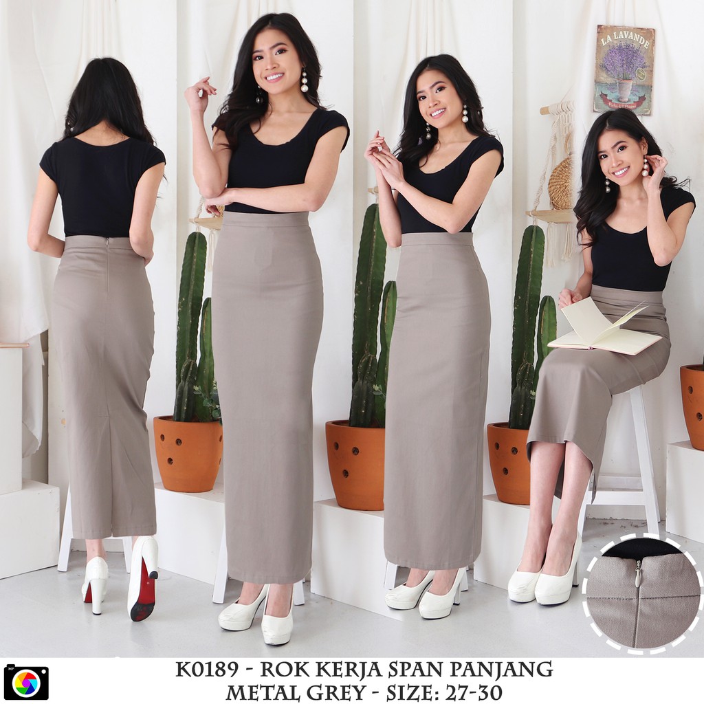 Jual Khlove89 Aener (27-34) Rok Kerja Wanita Kantoran Rok Span Panjang ...