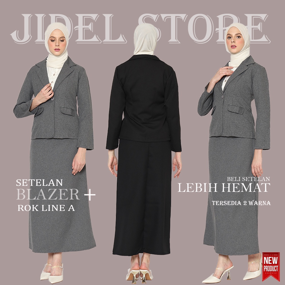 Jual Setelan Blazer Rok Set Wanita, Satu Set Blezer Panjang Rok LINE A ...