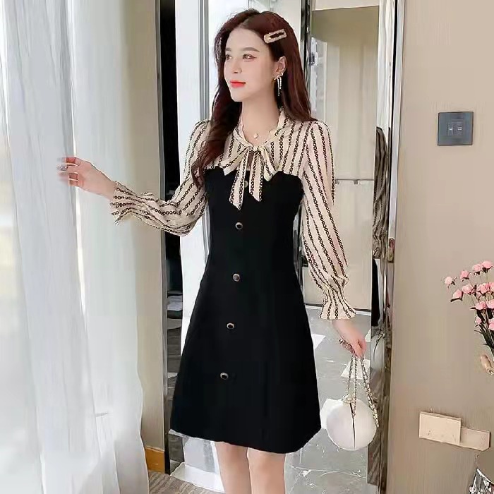 Jual dress korea/long dress/midi dress korea/dress hitam | Shopee Indonesia