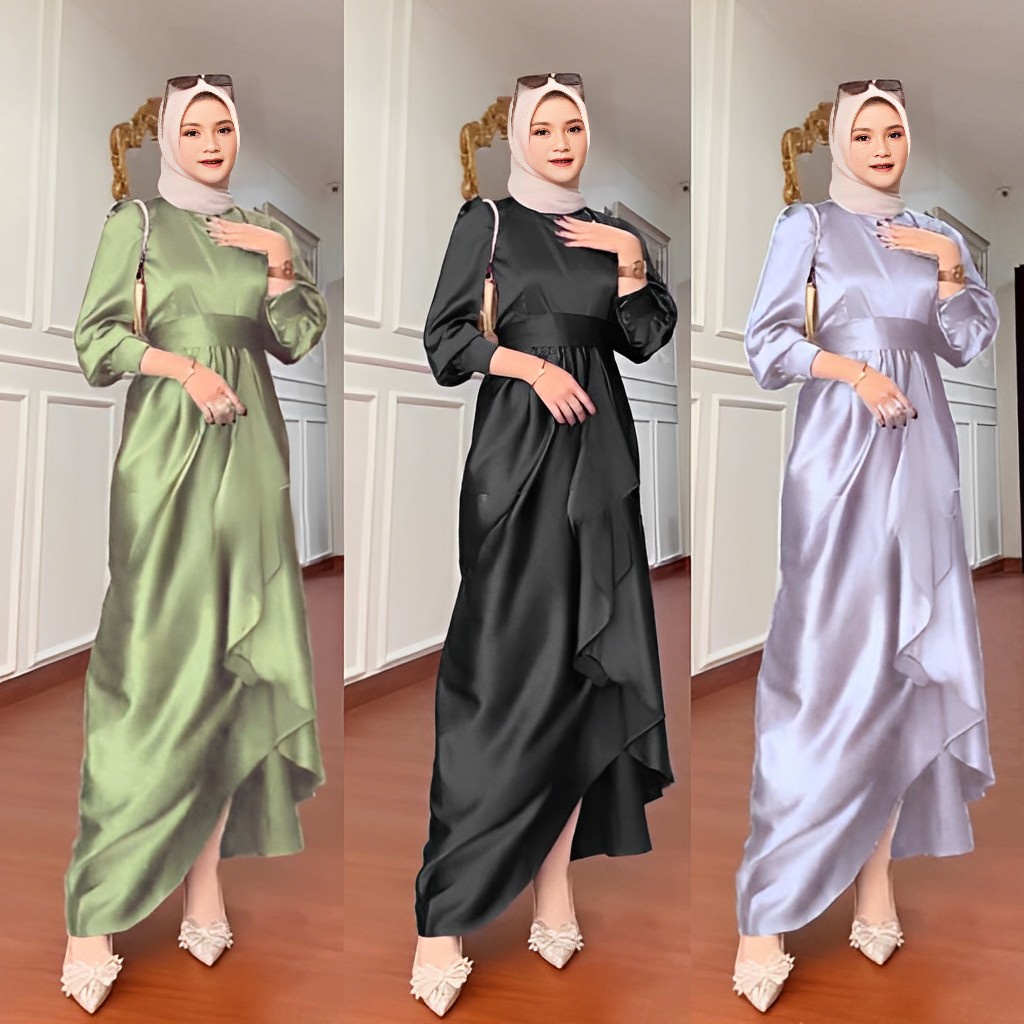 Jual Jusi Dress Polos Simpel Elegan Gamis Seragam Kondangan Lebaran ...