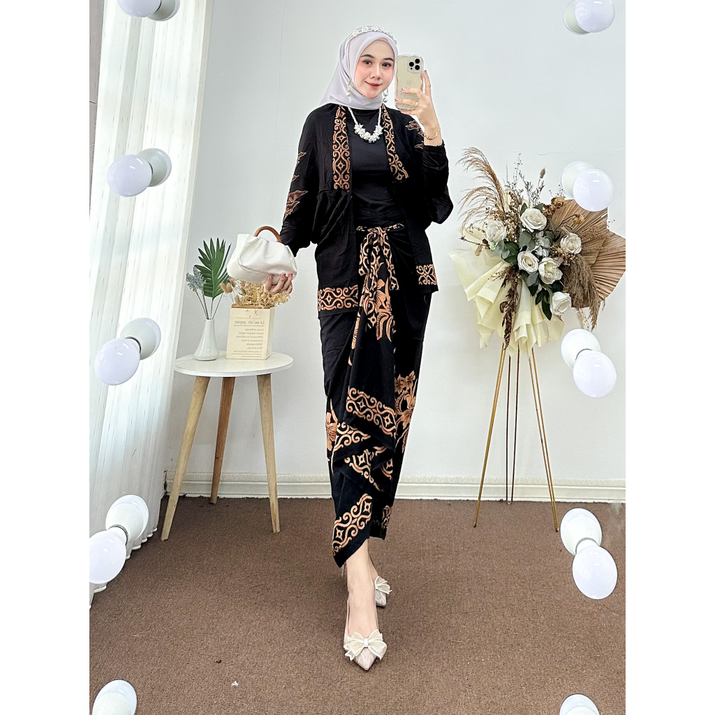 Jual Cardigan Batik Wanita Modern One Set Rok Lilit Baju Kondangan ...