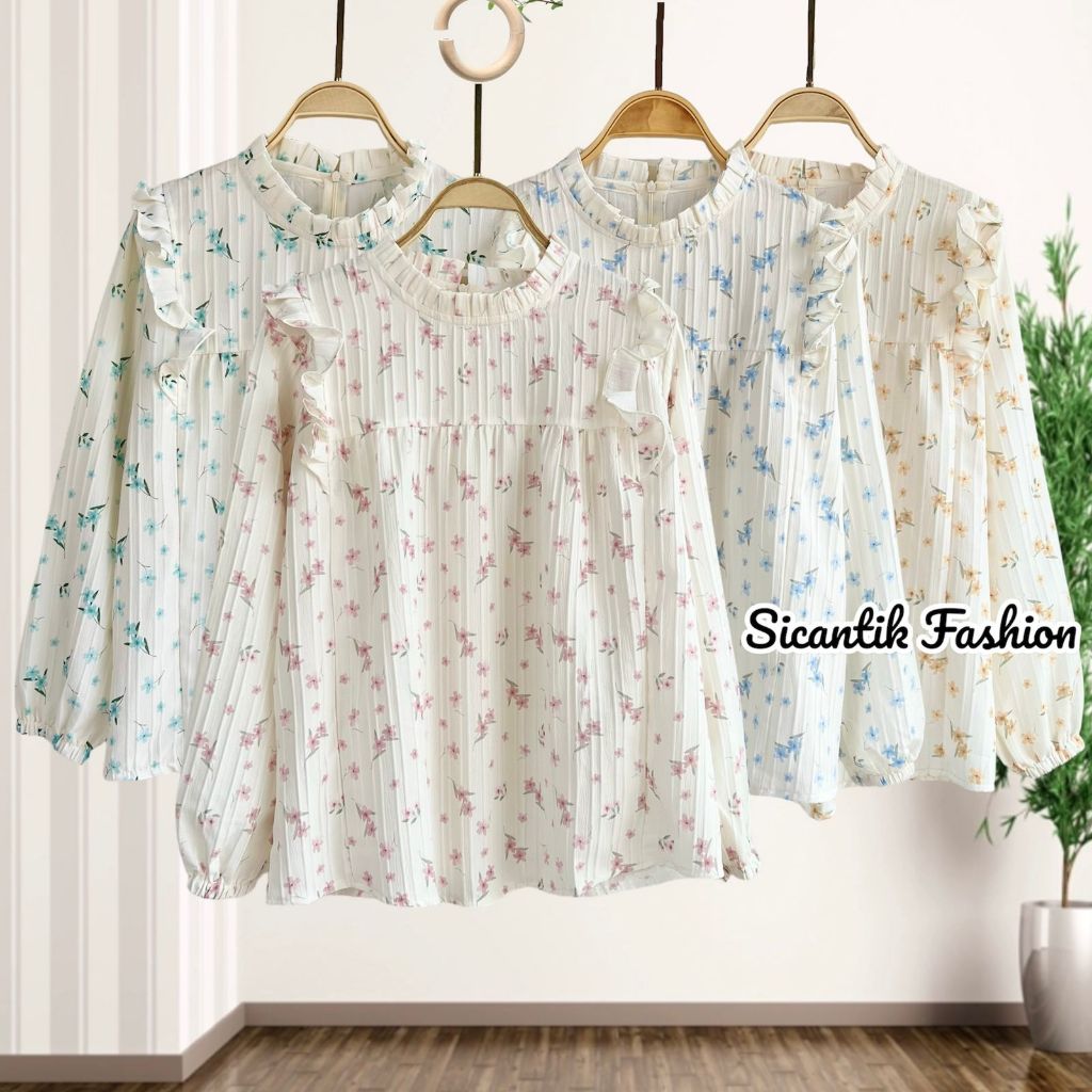Jual BLOUSE MOTIF BUNGA BAHAN LAVANDA / ATASAN MOTIF WANITA | Shopee ...