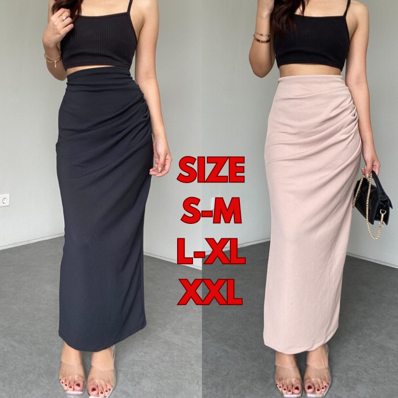 Jual Alterna - Rok Knit Panjang Wanita Maxi Skirt Rok Span Korean Style ...