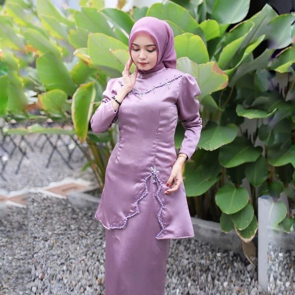 Jual Baju Kurung Melayu Malaysia Wanita Modern Payet Terbaru 2025 Satin ...