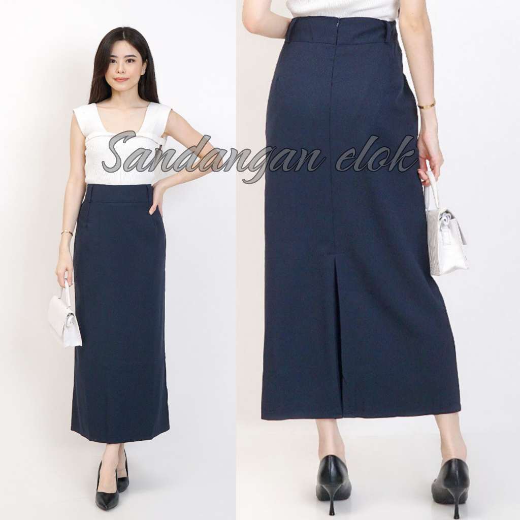 rok hitam kerja kantor wanita panjang polos jumbo dewasa formal model ...