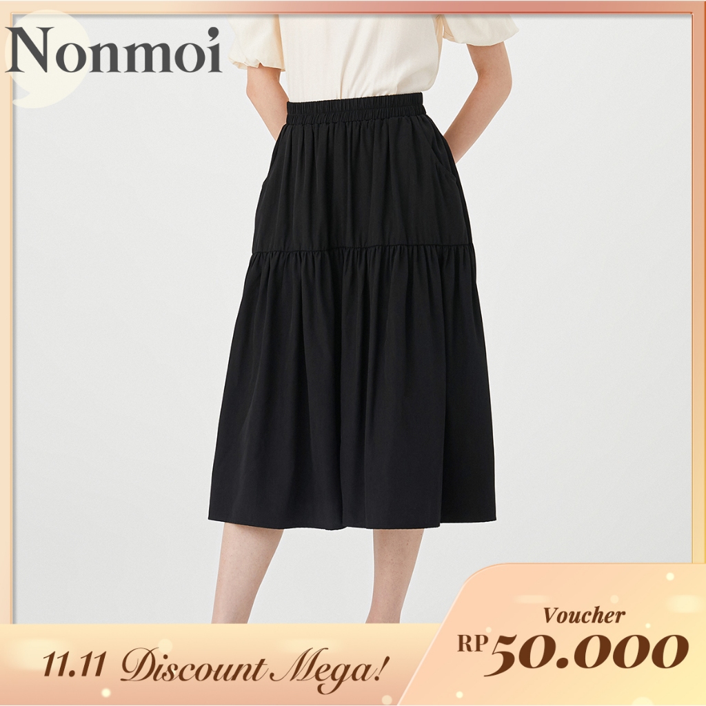 Jual Nonmoi - Renata Skirt Rok Midi Wanita Pendek Casual | Shopee Indonesia