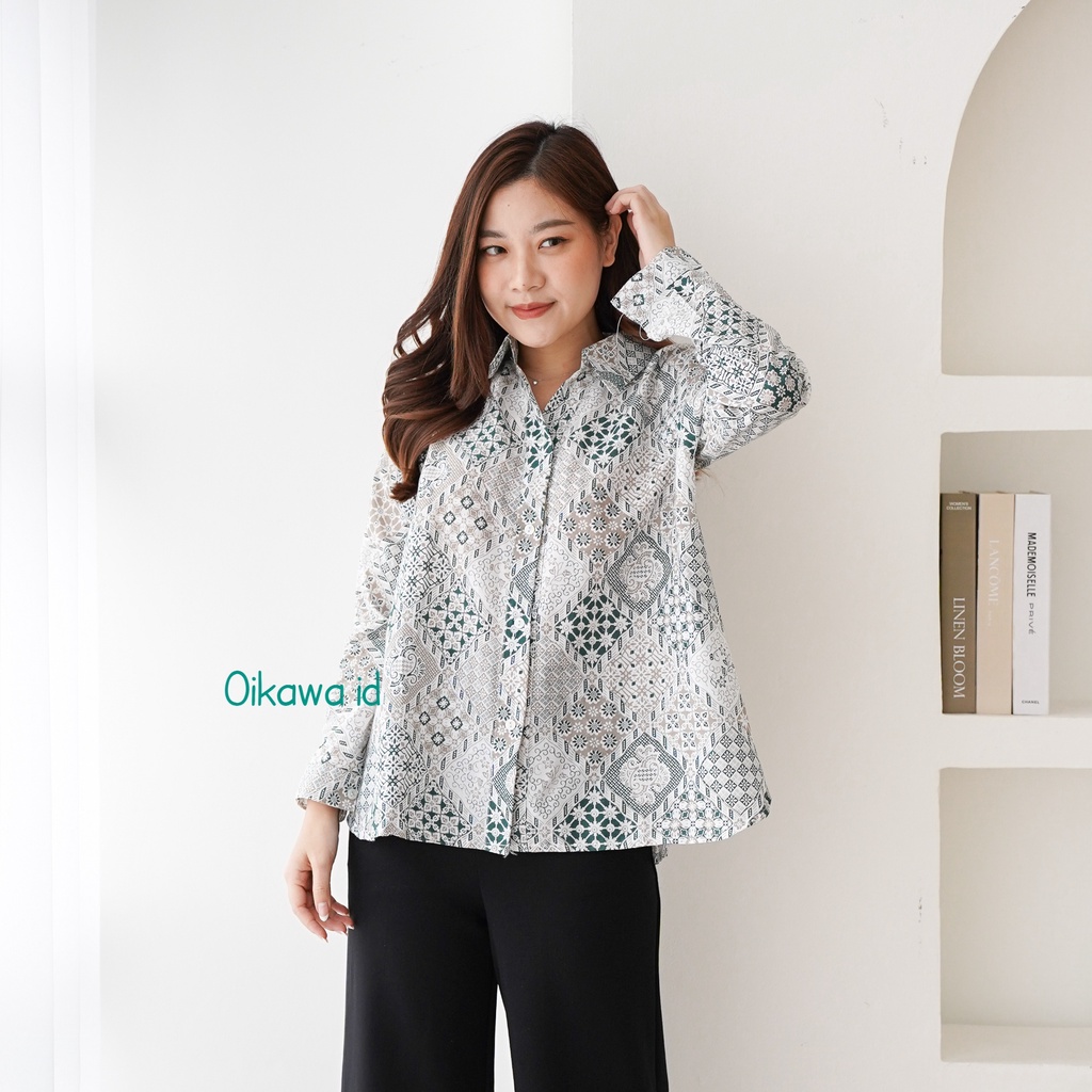 Jual Kemeja Batik | Blouse Kantor Batik Soft Wanita | Shopee Indonesia