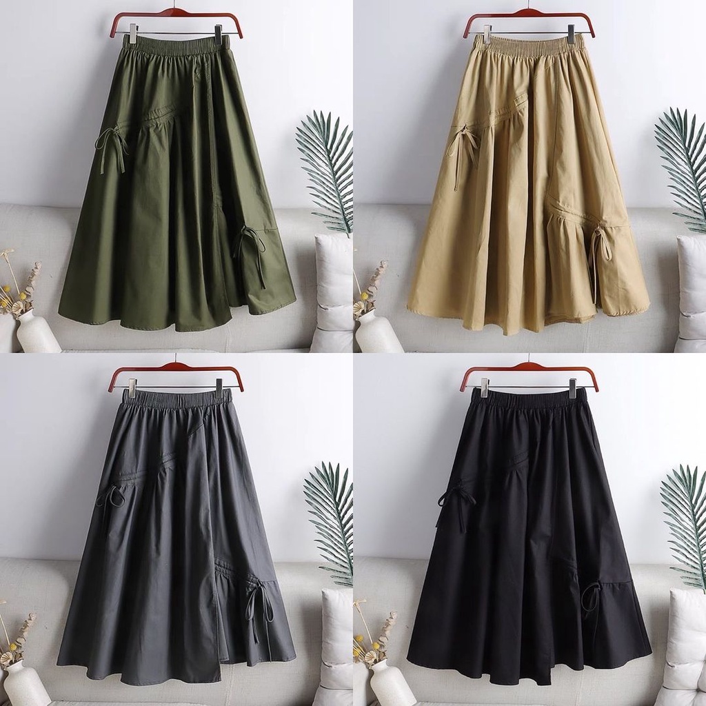 Jual DANIELA SKIRT - Rok serut bahan linen | Bawahan Rok Panjang Wanita ...