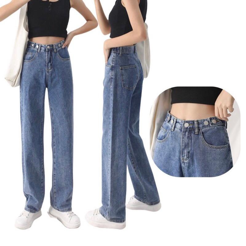 Jual celana jeans high waist wanita//highwaist kulot jeans wanita loose ...