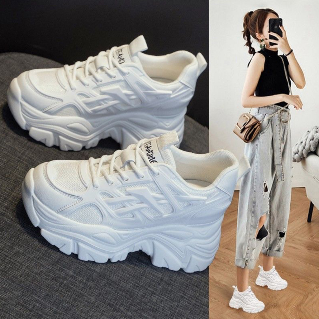 Jual Sepatu Sneakers Wanita WL76 Hak Tinggi 7cm Sepatu Cewek Model ...