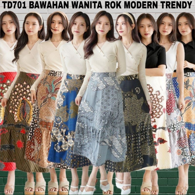 Jual TD701 ROK BATIK SATIN MODERN BAWAHAN WANITA ROK KERJA KANTOR BATIK ...