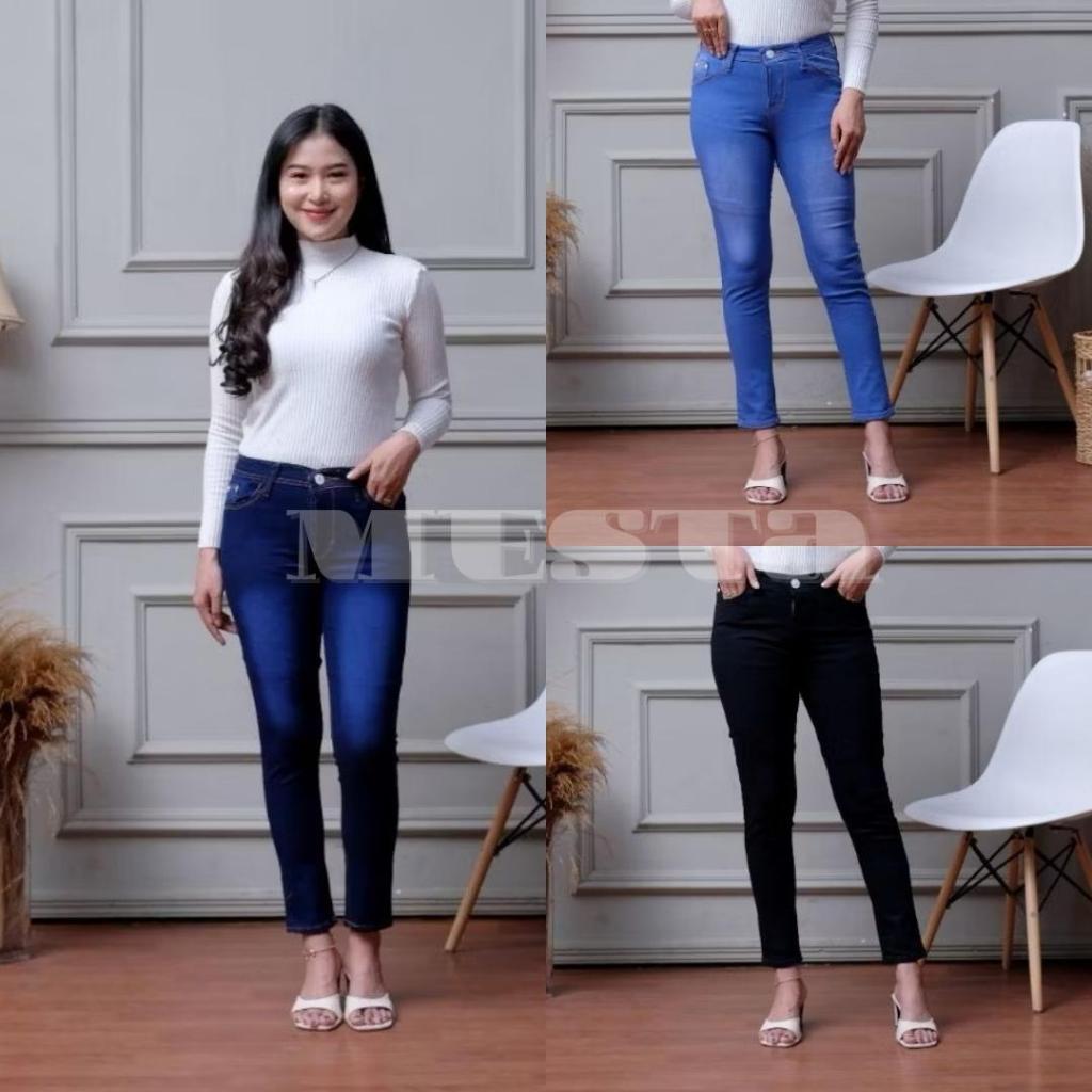 Jual Celana Panjang Jeans Polos Wanita Pensil Highwaist - Celana ...