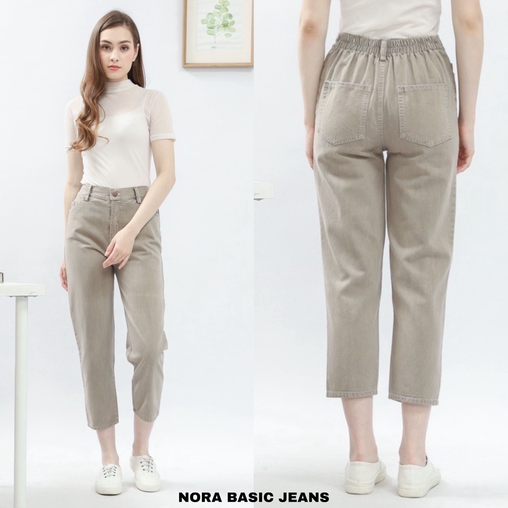 Jual Nora Basic Jeans Celana Jeans Wanita Polos Pinggang karet | Shopee ...