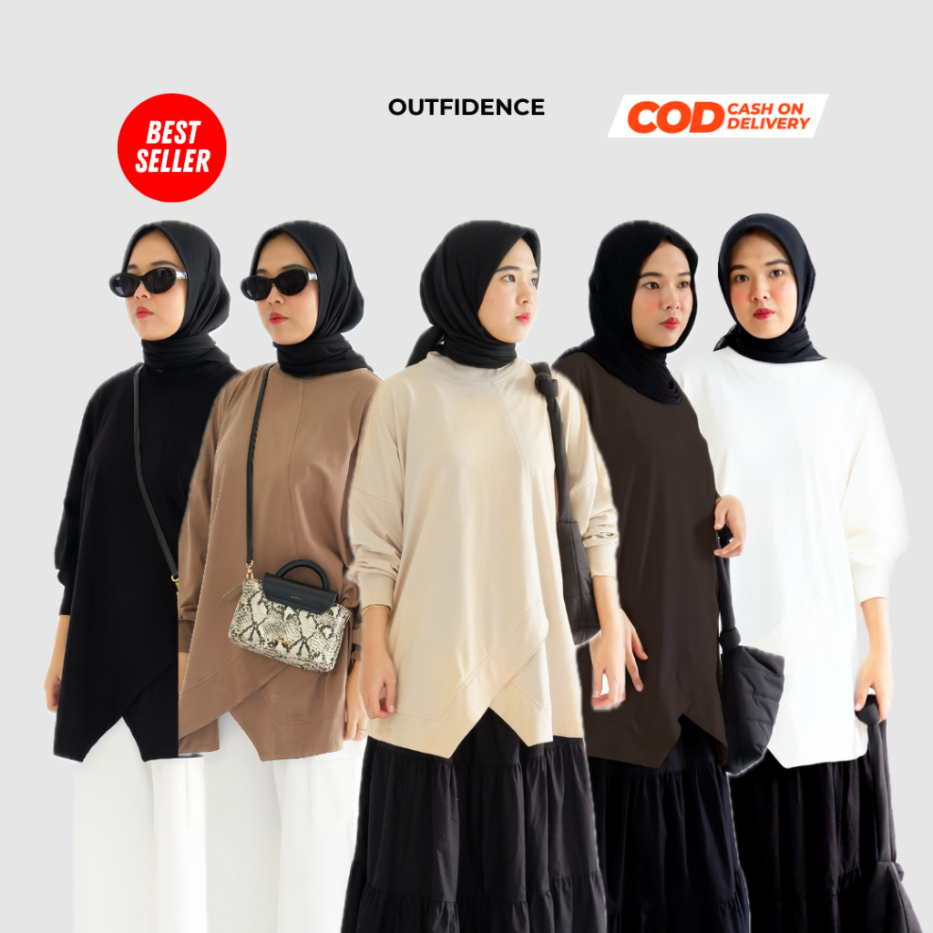 Jual Outfidence - Rumi Kaos Oversized Baju Polos Atasan Wanita Lengan ...