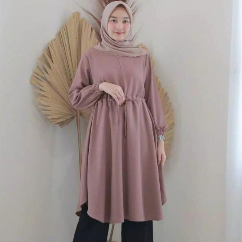 Jual Tunik Muslim Terbaru Tunik Tali Pinggang Serut Pakaian tunik ...