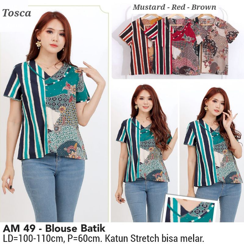 Jual BLOUSE MARISA BATIK ATASAN KERJA KANTOR 49 WANITA MURAH BAJU ETNIK ...