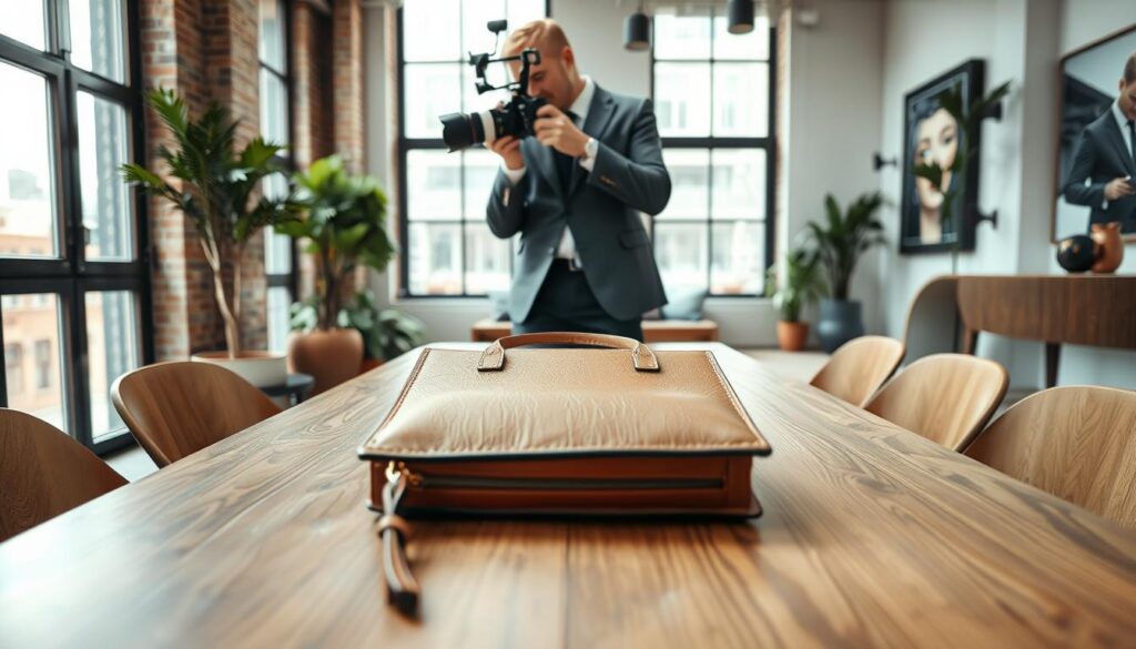 Creator photographing a fashion item in a real outfit setting Creator photographing a fashion item in a real outfit setting