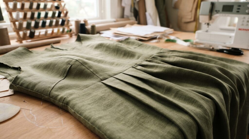 Dart, pleat, and gather shaping on garment fabric